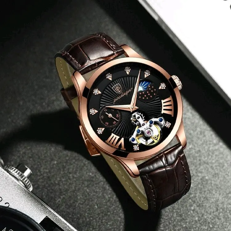 Đồng hồ nam phong cách doanh nhân, chống nước chống xước, có dạ Quang ,dây da cao cấp , tặng kèm vòng tay 8