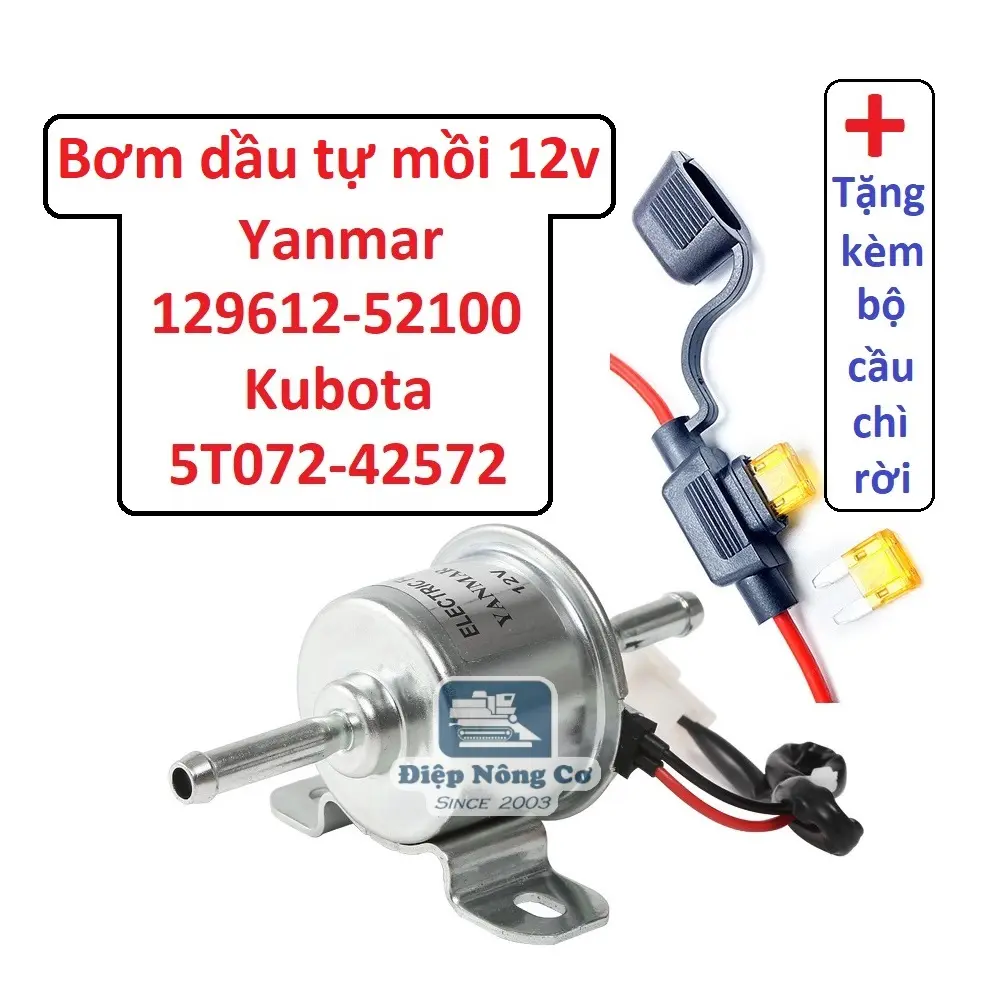 [Yanmar] Bơm dầu tự mồi 12v cho động cơ nhiên liệu diesel, xe tải, máy gặt máy cày, công nông, tàu ghe áp suất thấp