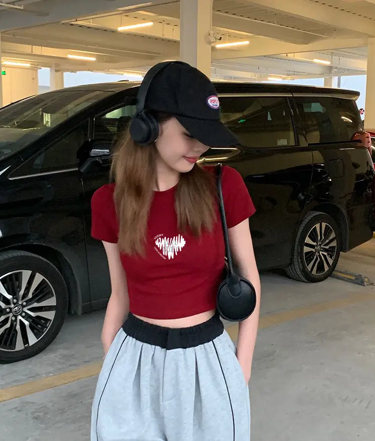 Áo croptop nữ in hình - Áo thun croptop ôm - LOZA G0070 Cổ Tròn Women Dáng Ngắn áo croptop