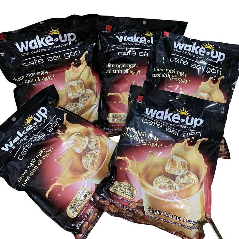 BT - Combo 5 bịt cà phê sữa Wake up Sài Gòn ( mỗi bịt 24 gói * 19 gam ) Coffee Cafe Vị Chua cà  phê net  cafe