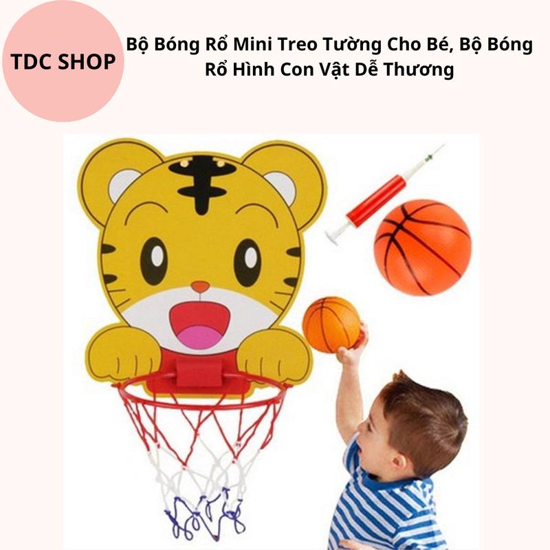 Đồ Chơi Bộ Bóng Rổ Mini Treo Tường Cho Bé, Bộ Bóng Rổ Hình Con Vật Dễ Thương 89024