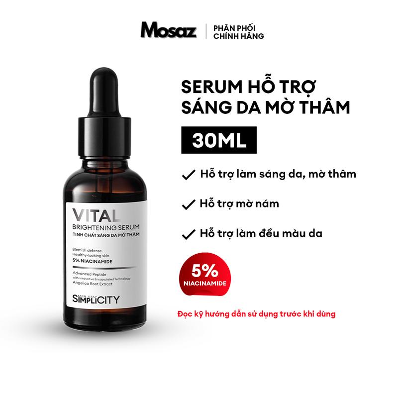  Serum hỗ trợ sáng da mờ thâm Men Stay Simplicity Vital Facial Skin Brightening 30ml với Niacinamide 5% 