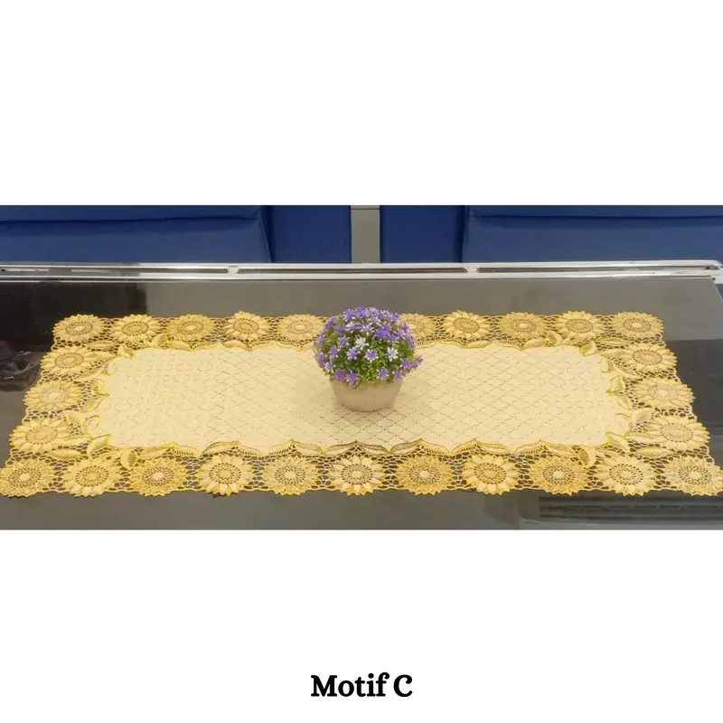 Taplak Meja Tamu Motif Emas ukuran 43 cm x 80 cm Tahan air Tahan minyak Modern Square Taplak Meja Bunga 2