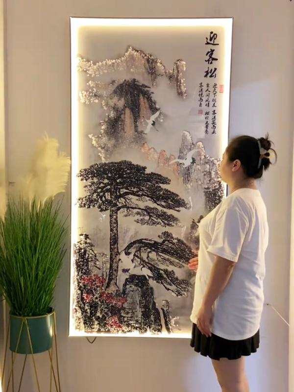 Tranh Điện Đính Đá Pha Lê kết hợp Đèn LED Thuỷ Mặc, Cao Cấp Treo Tường, Trang Trí Nhà, Decor Phòng Khách, Phòng Ngủ, Hành Lang, Khung Tranh trang trí, Đồng quê, sơn thuỷ, ...