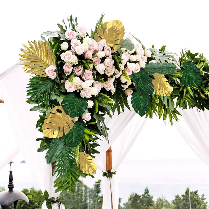 Product Introduction of Artificial Monstera Leaf Hawaiian Party Simulation Plant Wedding Balloon Decoration Tropical Leaves 4