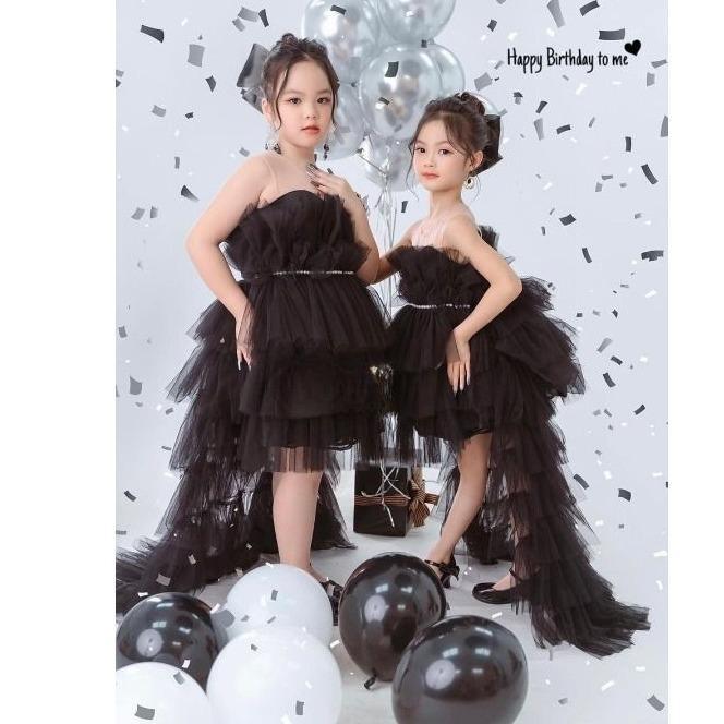 Váy Công Chúa Thiết Kế Kèm Đuôi Dài Siêu Đẹp - Đầm Công Chúa Bé Gái Tặng Kèm Nơ Và Núp Cô Dâu 6