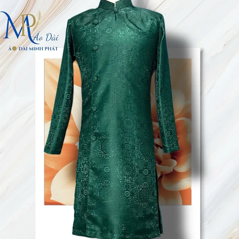 Áo Dài Nam Vải Gấm Hoạ Tiết ẩn trên áo, đơn giản sang trọng với nhiều mầu phú hợp với các lựa chọn Guu ăn mặc của nhiều người. 5