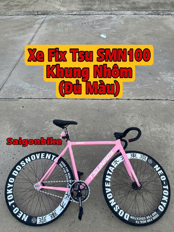 Xe Đạp Thể Thao Fix Gear Tsunami SMN100 Khung Nhôm Đĩa Legend 46T, Đủ Màu, Dành Cho Chiều Cao 1m5, Bảo Hành Khung Sườn 12 Tháng (Kèm Dây Strap Và Đồ Lắp)