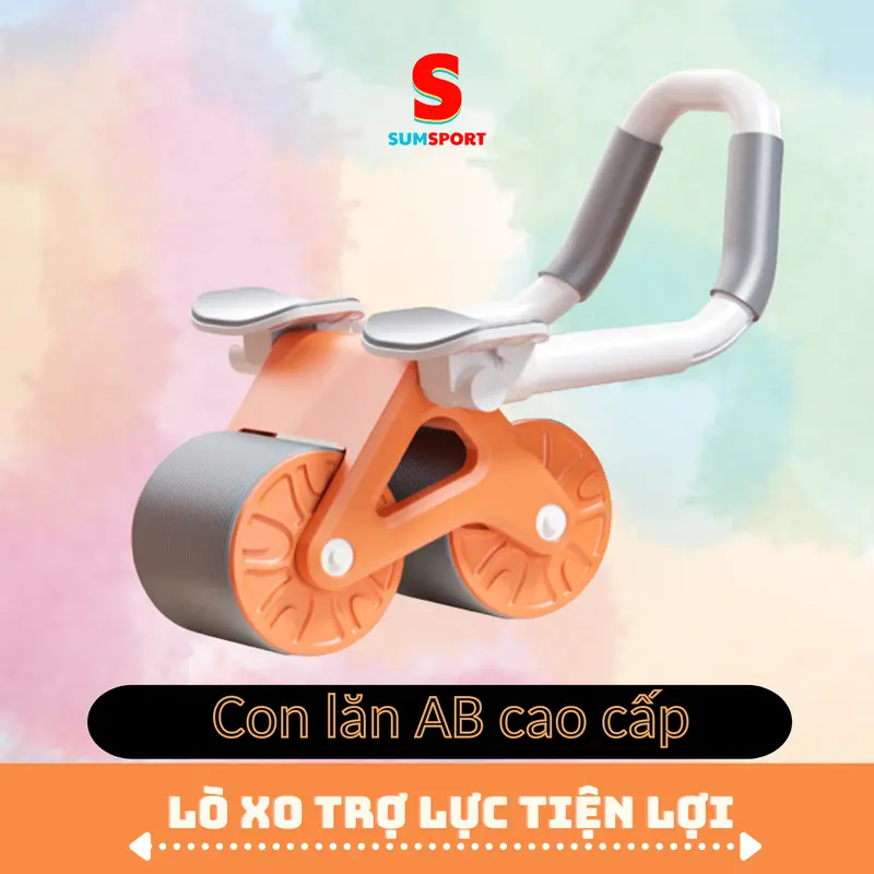 Con lăn tập bụng AB trợ lực 2 bánh Gym Yoga thế hệ mới, dụng cụ tập plank tại nhà tặng kèm lót gối có đệm khủy tay Tập Cơ Bụng Tập Gym 1