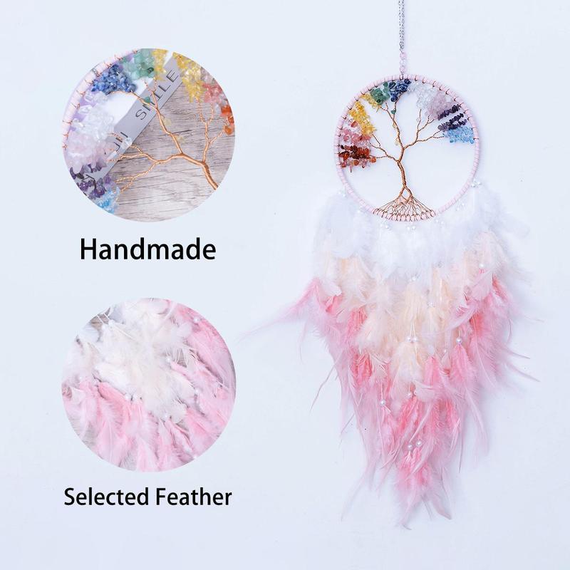Hanging Dream Catcher, 1 Count Tree Of Life Feather Dream Catcher Hanging Decor, Room Decor Hanging Ornament, Craft Gift for Friends 6