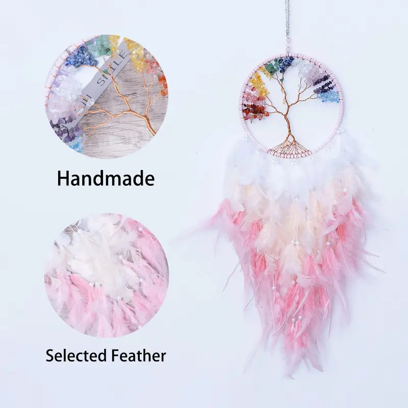 Hanging Dream Catcher, 1 Count Tree Of Life Feather Dream Catcher Hanging Decor, Room Decor Hanging Ornament, Craft Gift for Friends 6