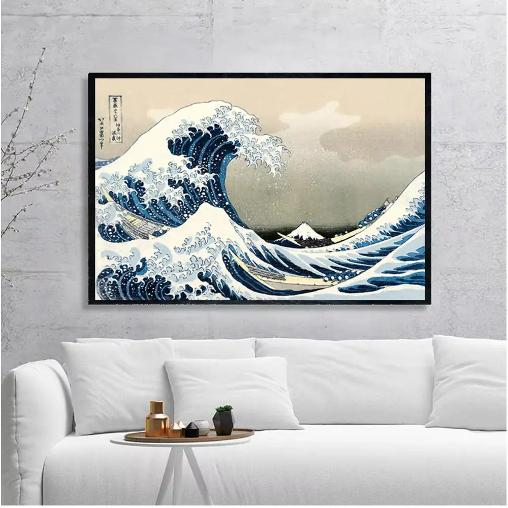 Tranh Vải Lướt Sóng Kanagawa, In Hình Katsushika Hokusai, Áp Phích Tranh, Thích Hợp Để Đồ Trang Trí Nhà Cửa Phòng Ngủ Và Tường, Chính Hãng