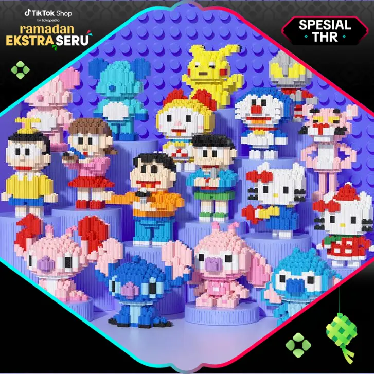 Mainan Nano Blocks Mini Character Cartoon 3D Model, Mainan Blok Susun, Blok Konstruksi DIY, Dekorasi Hiasan Karakter Animasi, hadiah Kado Anak, SMY Toystown