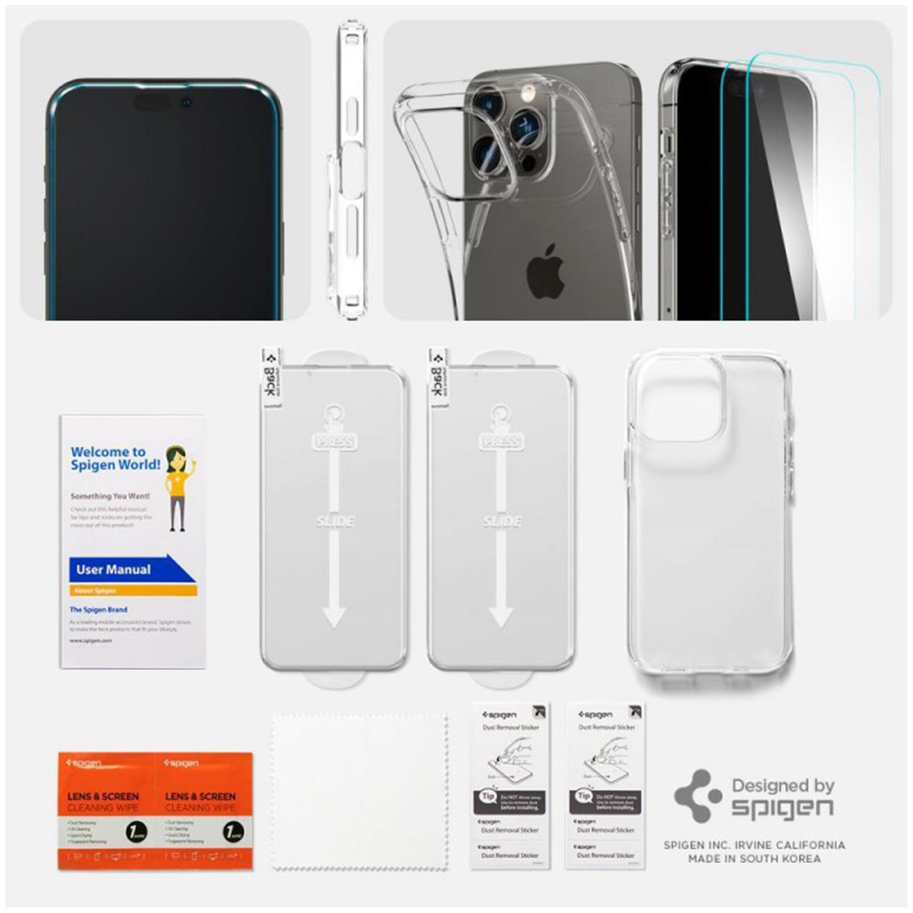 Case / Tempered Glass iPhone 14 Pro Max Plus Spigen Crystal Pack Clear