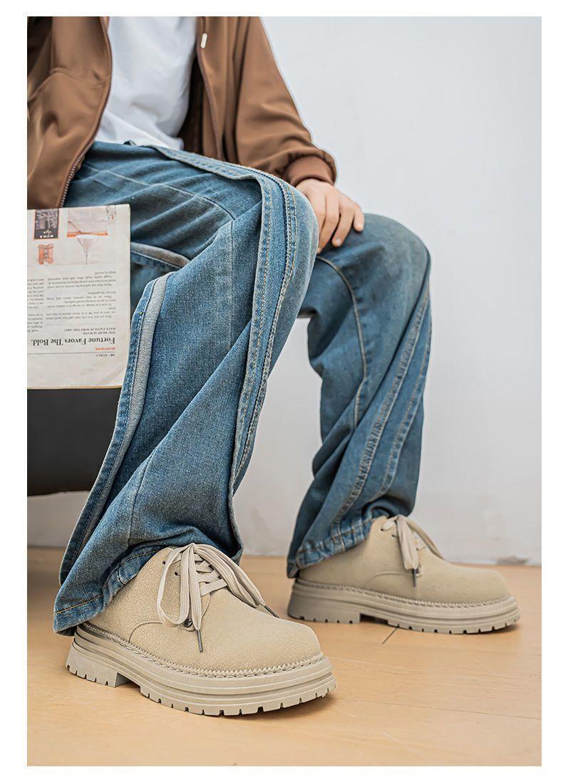 Product Introduction of Men's Shoes 2025 New Spring British Style Retro Low-top Work Boots Yellow Boots Men's Outdoor Sports Martin Boots Slipper 39