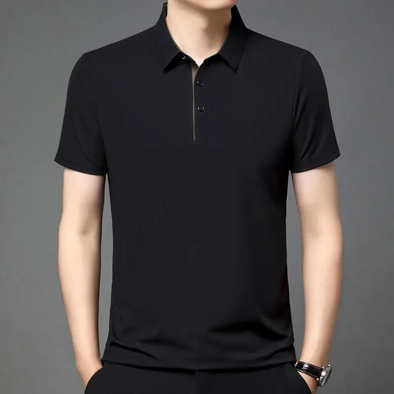 Áo Sơ Mi Nam, ngắn Tay, Vai Polo, Cao Cấp, Áo Phông Chính Hãng, Phong Cách Công Sở, Tay Lửng Áo, Ve Áo, Bó Sát, Thoáng Khí, Áo Khoác, Năm 2025
