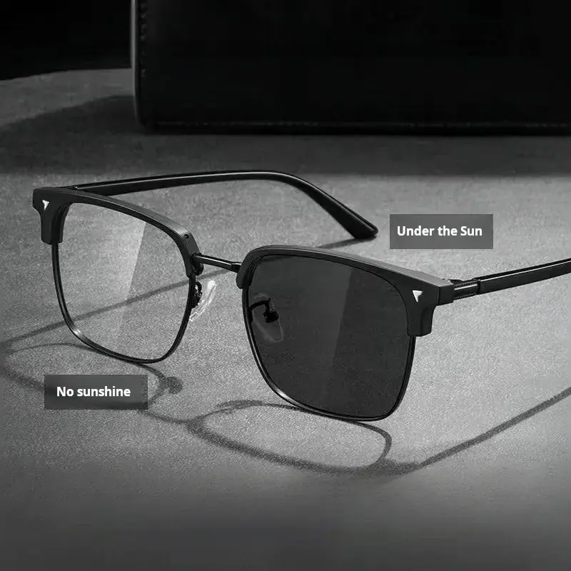 Retro elegant business half frame sunglasses
