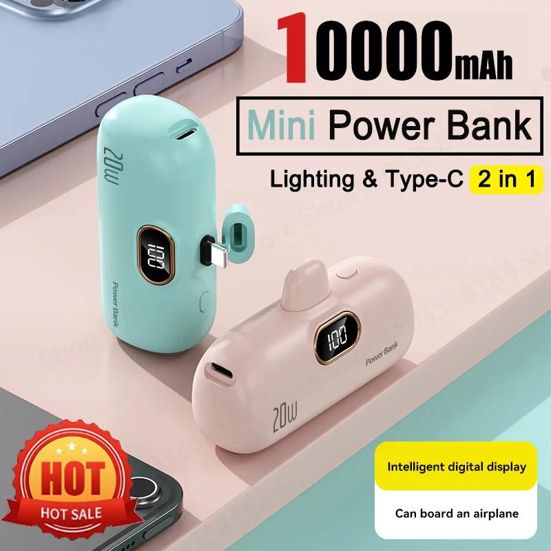  Pin Sạc Dự Phòng Không Dây Mini Dung Lượng 10000mAh Sạc Nhanh Nguồn Điện Di Động Viên Nang Pin Ngoài Khẩn Cấp Tương Thích Với Type-C Và iPhone Phụ Kiện Sạc Pin 