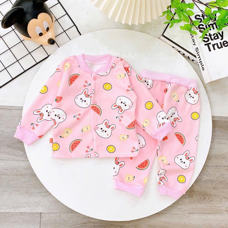 Combo 5 bộ nỉ bông,cài khuy trước cho bé gái ,họa tiết đễ thương 1