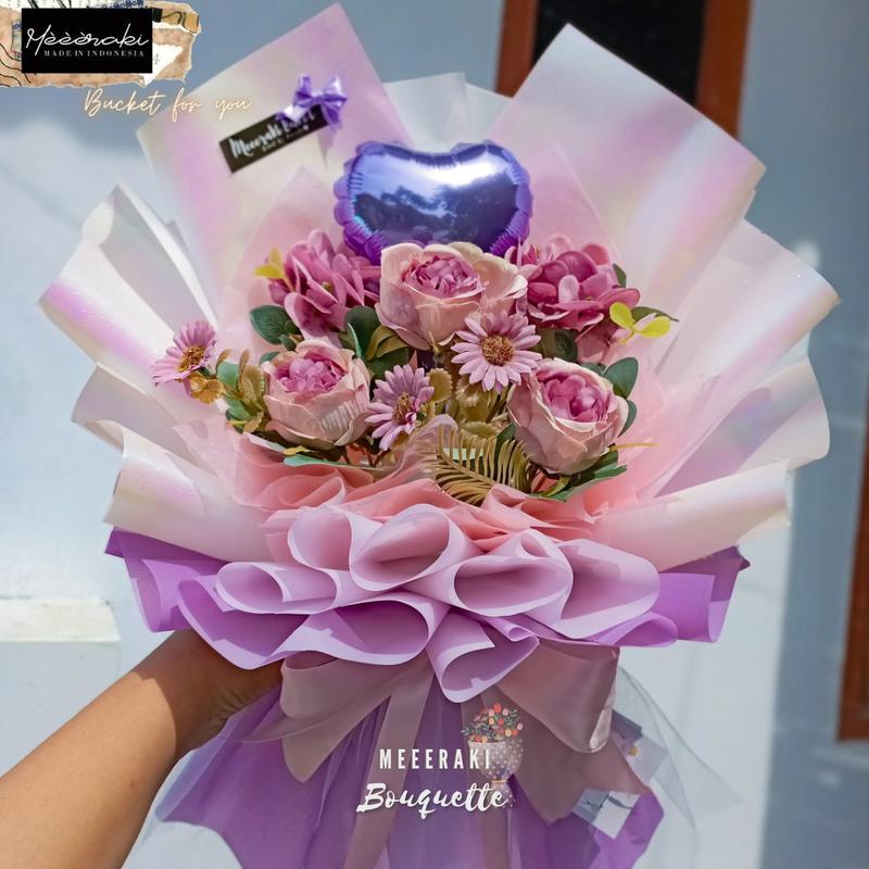 Buket Bunga Premium Bunga Artificial hologram || Bunga Palsu || Buket Hologram Berwarna Kertas Hologram 2