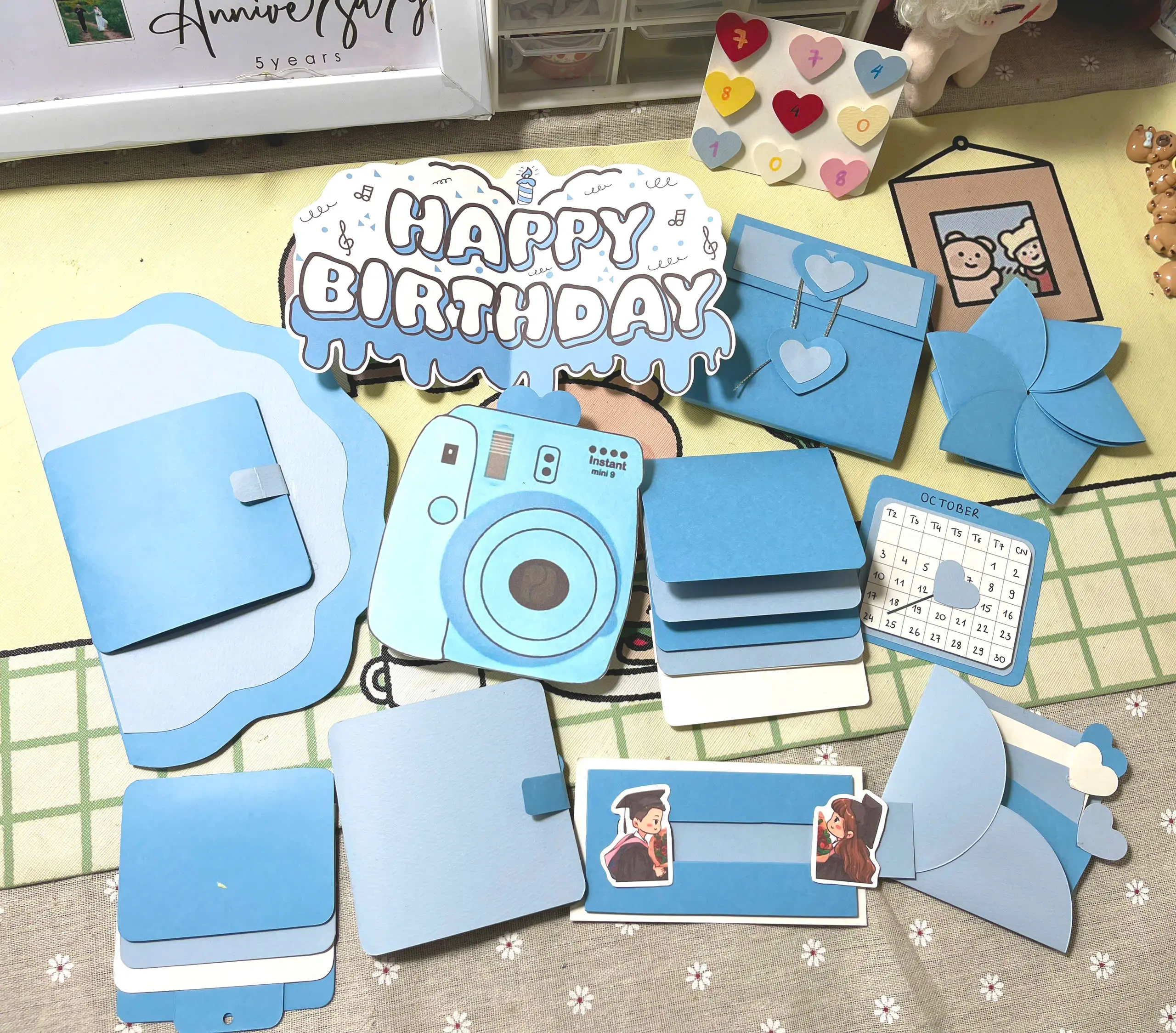 Hiệu ứng trang trí diy tông màu hồng, dùng trang trí scrapbook, đã được làm sẵn