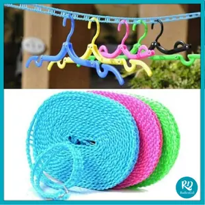 RD Tali Jemuran Pakaian 5 Meter dan 3 Meter Super Praktis Gantungan Baju Clothes Line + Hook / Tambang Gantungan Baju 5M & 3M