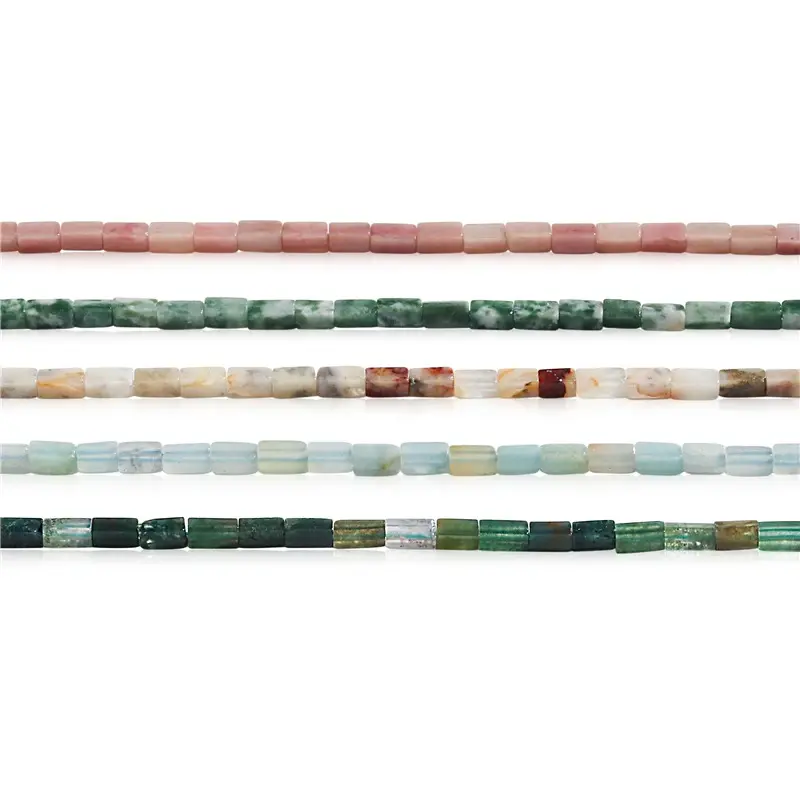 Natural Stone Rectangle Amazonite Sodalite Agate Carnelian Red Jasper Rhyolite Jade Beads 2x4MM For Jewelry Making DIY Bracelet