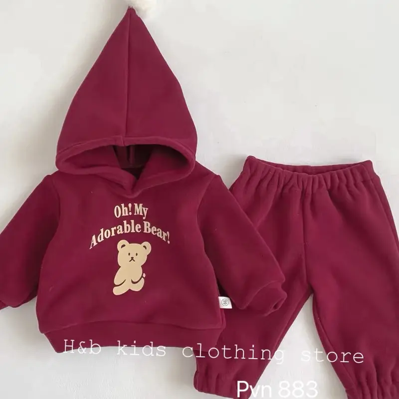 Bộ quần áo thu đông zip lông hai mặt cho bé trai bé gái (Xả lỗ) 2