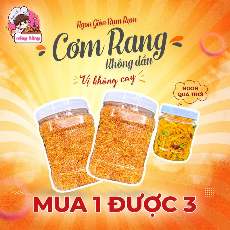 [ VỊ KHÔNG CAY - MUA 1 ĐƯỢC 3 ] Cơm Rang Không Dầu 1000gr TẶNG Hũ Khô Gà Lá Chanh 100% Thịt Gà Nguyên Chất 100gr