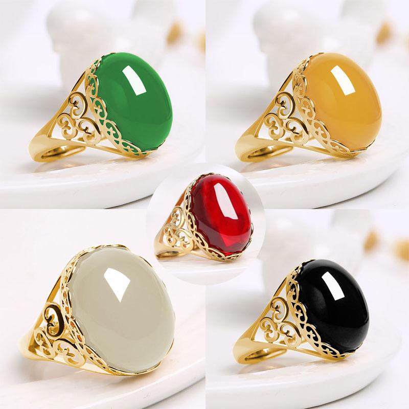 Product Introduction of 2024 new ethnic style ring temperament ring with red and green opening for women 1