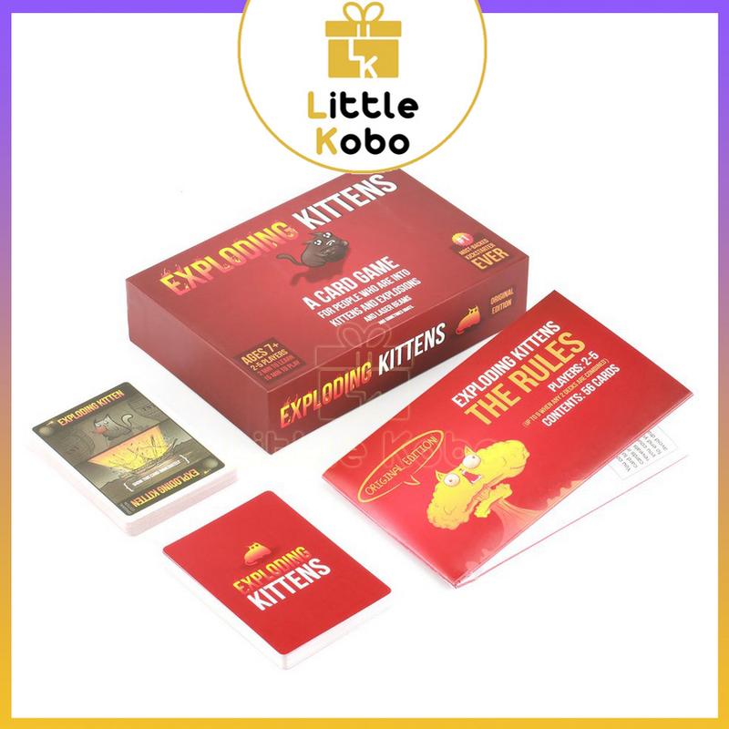 Hộp Cứng Đỏ Bài Mèo Nổ Việt Hóa Exploding Kittens Board Game 154 Lá Chất Giấy Dày Chống Nước