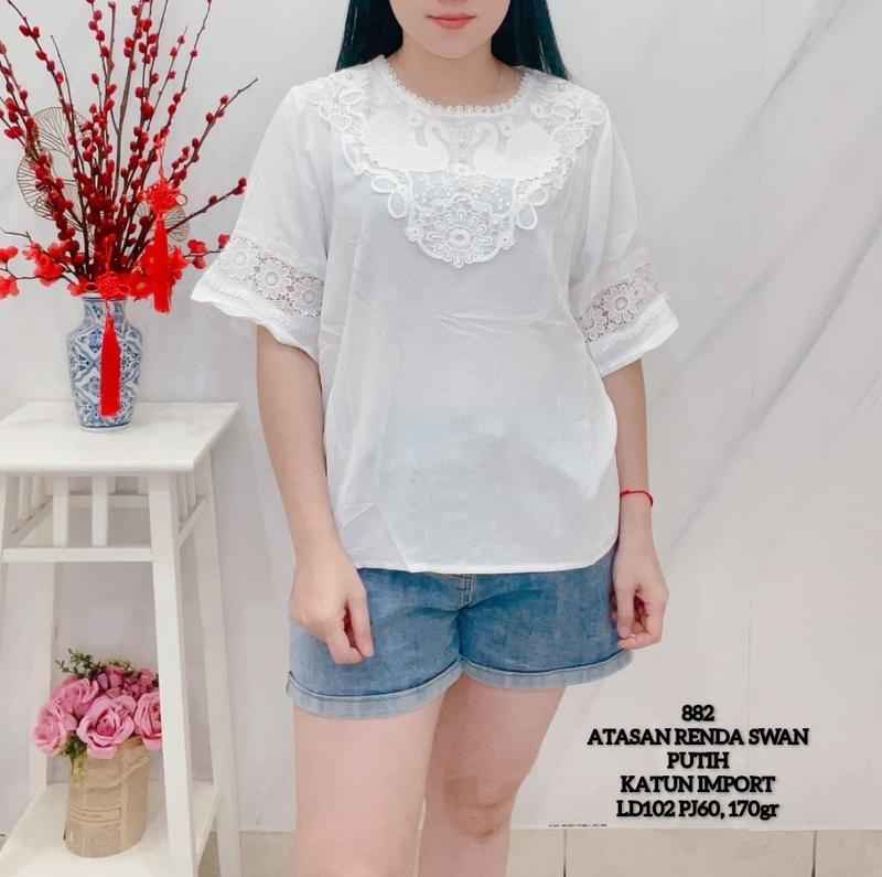 KLV Atasan Blouse Katun Silk Renda Import Lengan 3/4 5