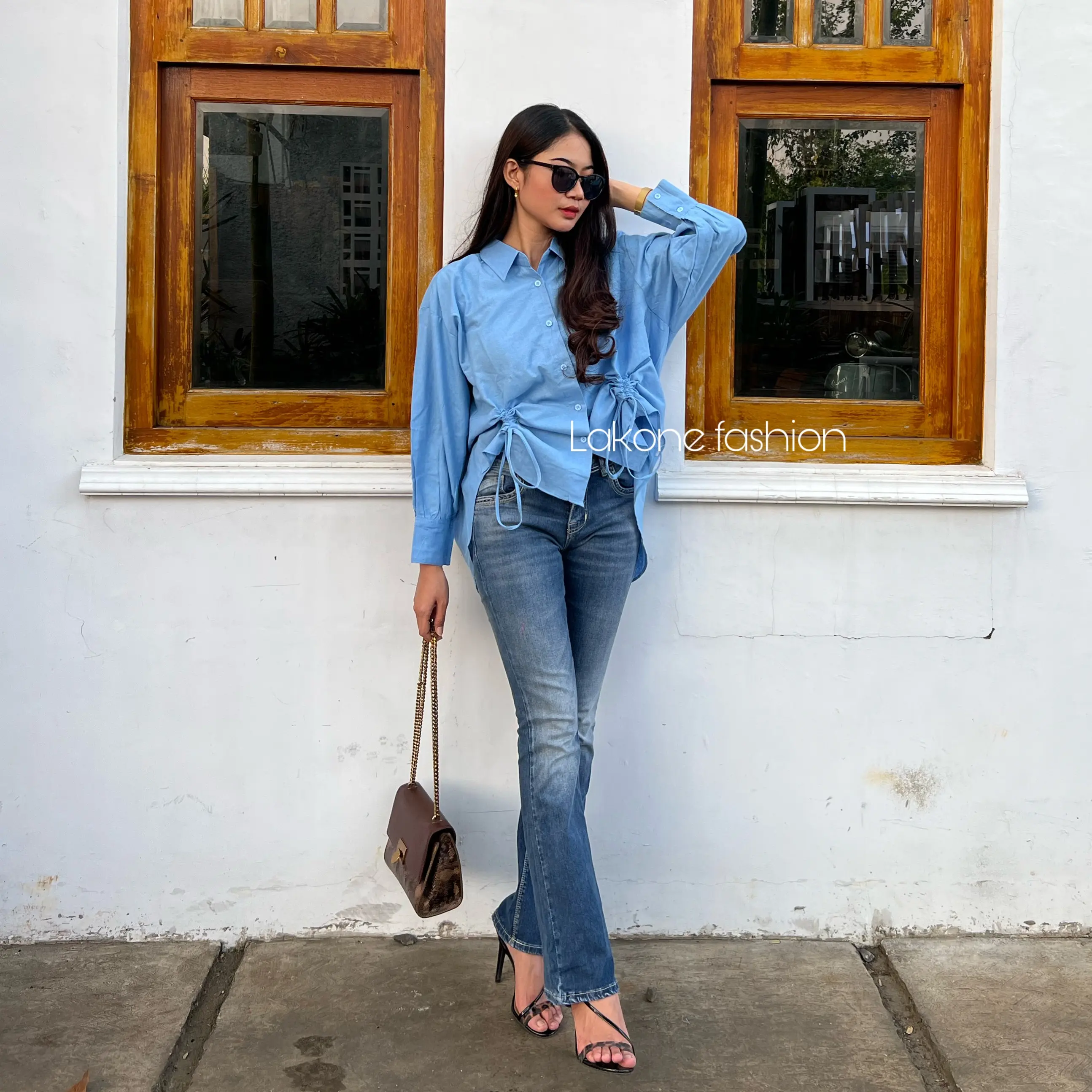 Kemeja Linen Serut Depan Oversize Balon Baju Katun