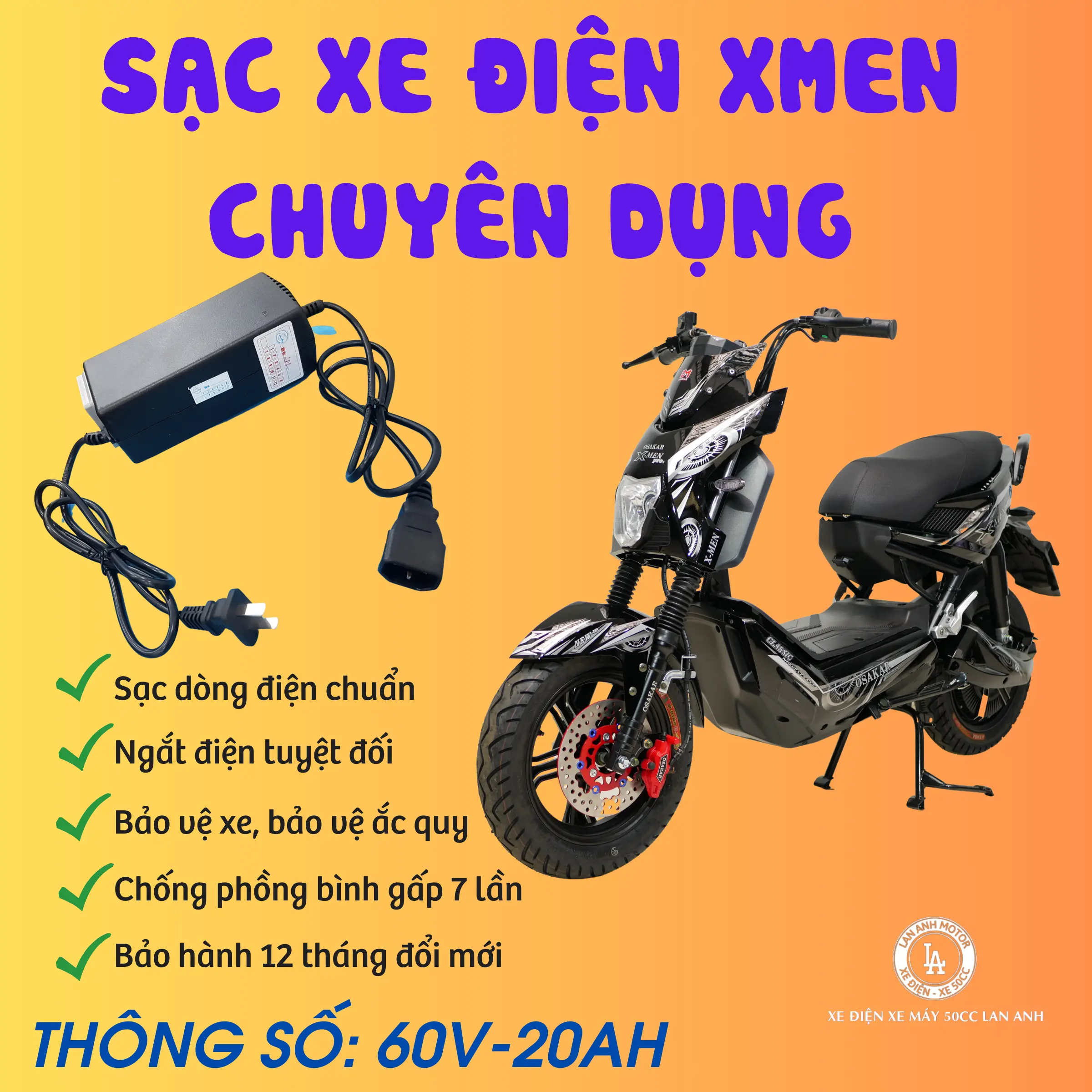 SẠC CHUYÊN DỤNG CHO DÒNG XE MÁY ĐIỆN XMEN CÓ DÒNG ĐIỆN CHUẨN - NGẮT ĐIỆN TUYỆT ĐỐI - BẢO VỆ XE - KÉO DÀI TUỔI THỌ ẮC QUY - BẢO HÀNH LỖI 1 ĐỔI 1 TRONG 12 THÁNG