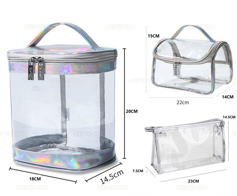 Tas Kosmetik Anti Air/Tas Kosmetik Washbag / Tas Alat MakeUp / Cosmetic Bag Organizer / Tas Make Up Wanita/Tas Kosmetik Travel Transparan /Cosmetic Cube Transparent Clear PVC Toiletries Wash Bag /Pouch Kosmetik 9