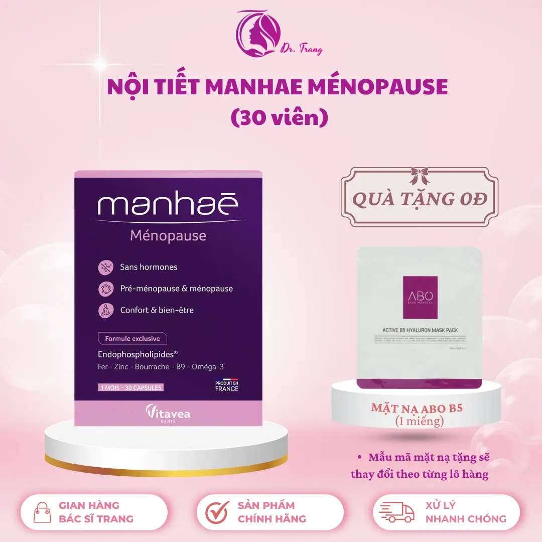 [DR TRANG] - MANHAE 30 VIÊN - Viên uống hỗ trợ bổ sung nội tiết cho phụ nữ hộp 30 viên - Tặng 1 Mặt nạ dưỡng ẩm