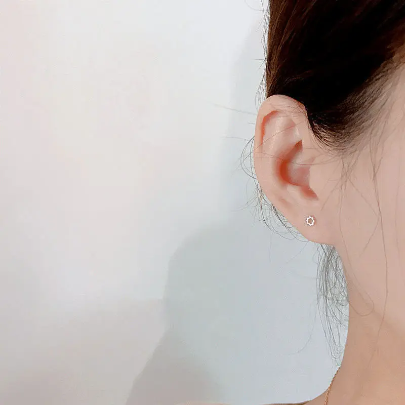 【Jojoo】Simple personality geometric small earrings earrings ear piercing student couple earrings 6