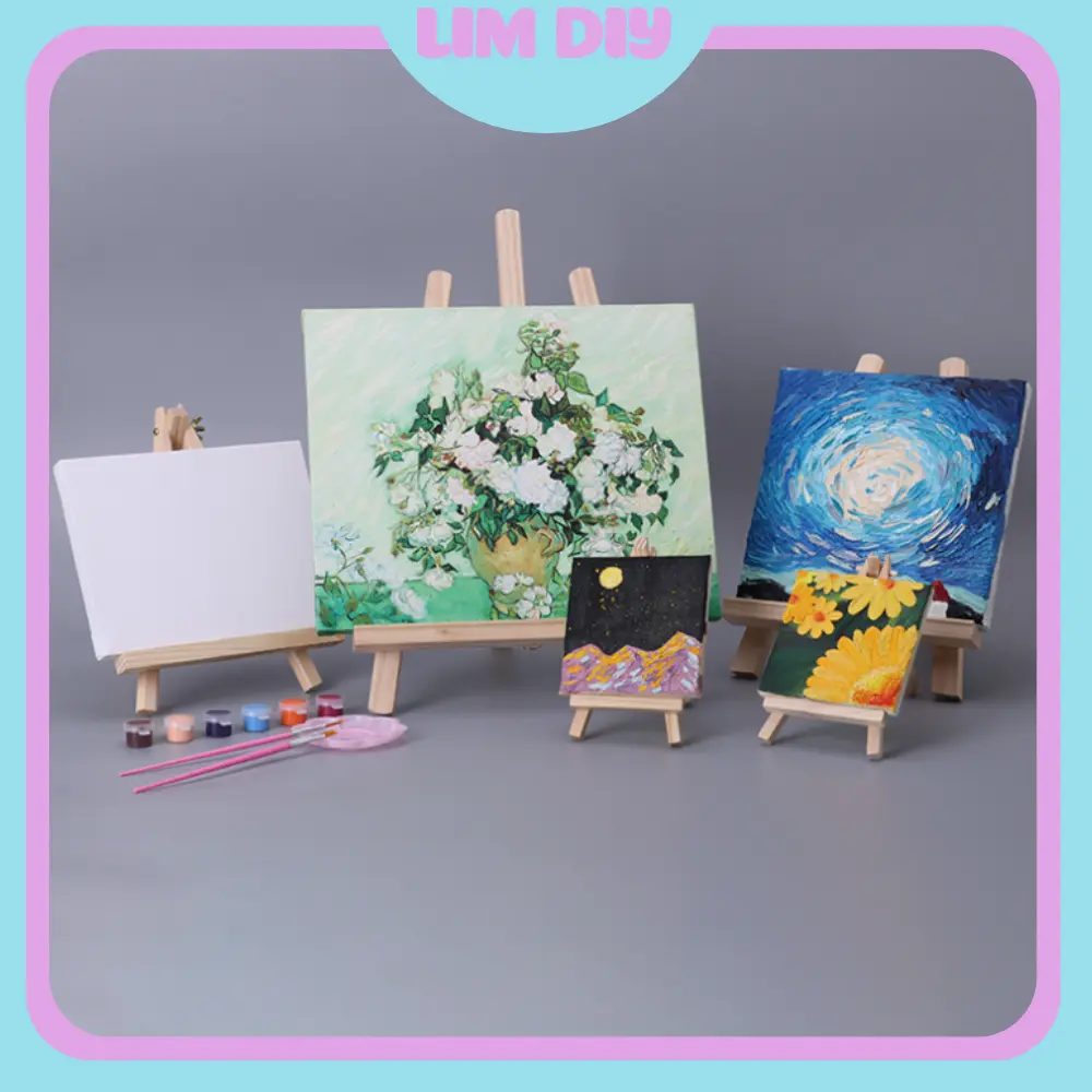 Khung canvas mini kèm giá đỡ, toan canvas mini kèm giá vẽ tranh làm DIY handmade