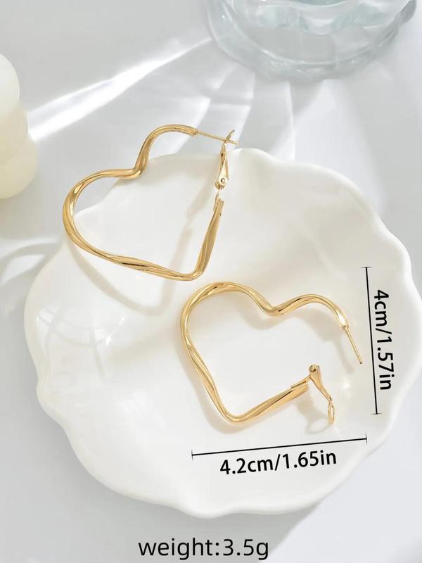 Fashionable Heart Shaped Hollow Out Design Hoop Earrings, Fashion Jewelry for Party, Daily Clothing Decor, Trendy All-match & Exquisite Jewelry for Birthday Gift, Valentine's Day, Gift, Accessories for Women 1