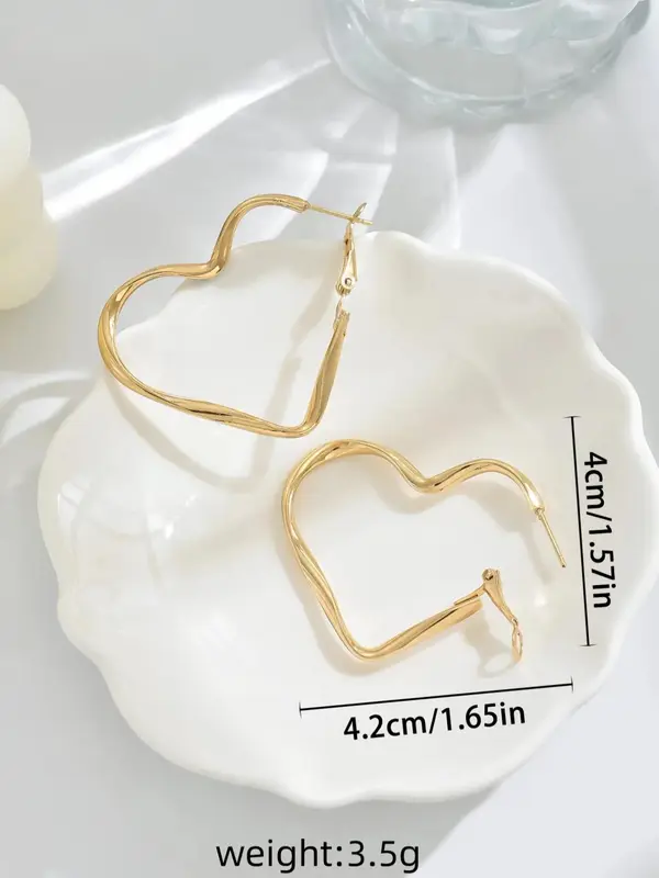 Fashionable Heart Shaped Hollow Out Design Hoop Earrings, Fashion Jewelry for Party, Daily Clothing Decor, Trendy All-match & Exquisite Jewelry for Birthday Gift, Valentine's Day, Gift, Accessories for Women 1