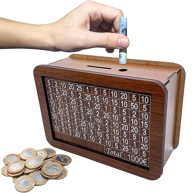Product Introduction of Kotak Wang Kayu, Hiasan Alamiah, Dengan Kaunter, Bank Piggy Buatan Tangan, Untuk Kanak-kanak Kreatif, Menyimpan Wang, Sasaran 10000 Euro uno  giant jumbo 23