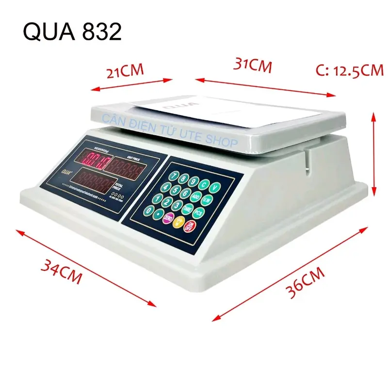 Cân điện tử tính tiền 2 mặt qua 832 30kg & 40kg chống nước cao cấp BH 1 năm 1