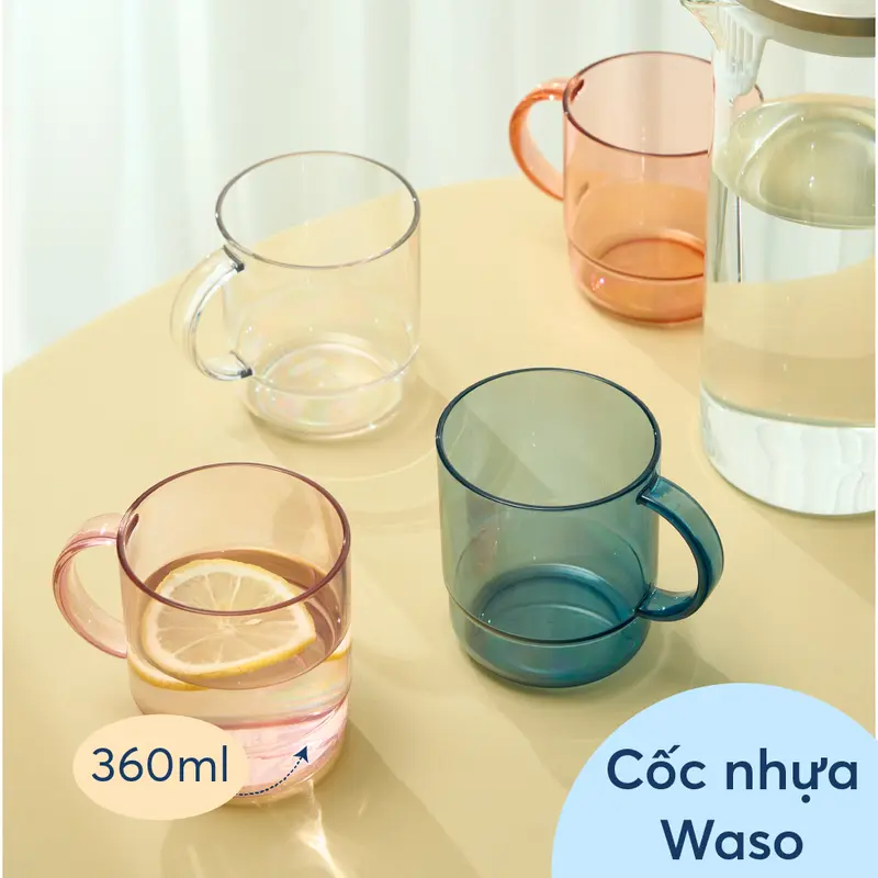 QUÀ TẶNG KHÔNG BÁN - Cốc nhựa Inochi Waso 360ml + 490ml, nhựa cao cấp an toàn, cốc trong suốt, bền đẹp 4