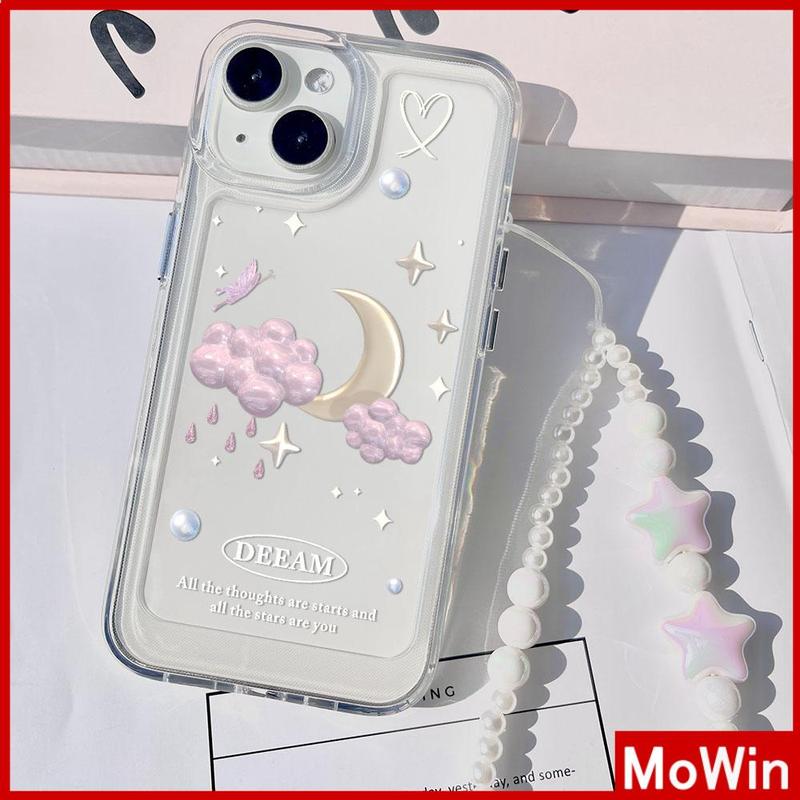 Mowin - Ốp Điện Thoại tương thích iPhone 15 Pro Max, vỏ iPhone trong suốt, vỏ TPU mềm, dây buộc, vòng đeo tay, hiển thị hình ảnh, mây đẹp, mặt trăng, tương thích với iPhone 14 13 12 11 XS 7 8