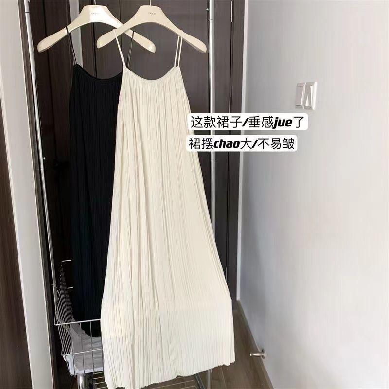 Product Introduction of Váy Hai Dây Xếp Ly Dành Cho Nữ, Mỏng Và Thanh Lịch, Màu Trơn Váy Dài Dễ Phối Đồ Dành Cho Quý Cô 2
