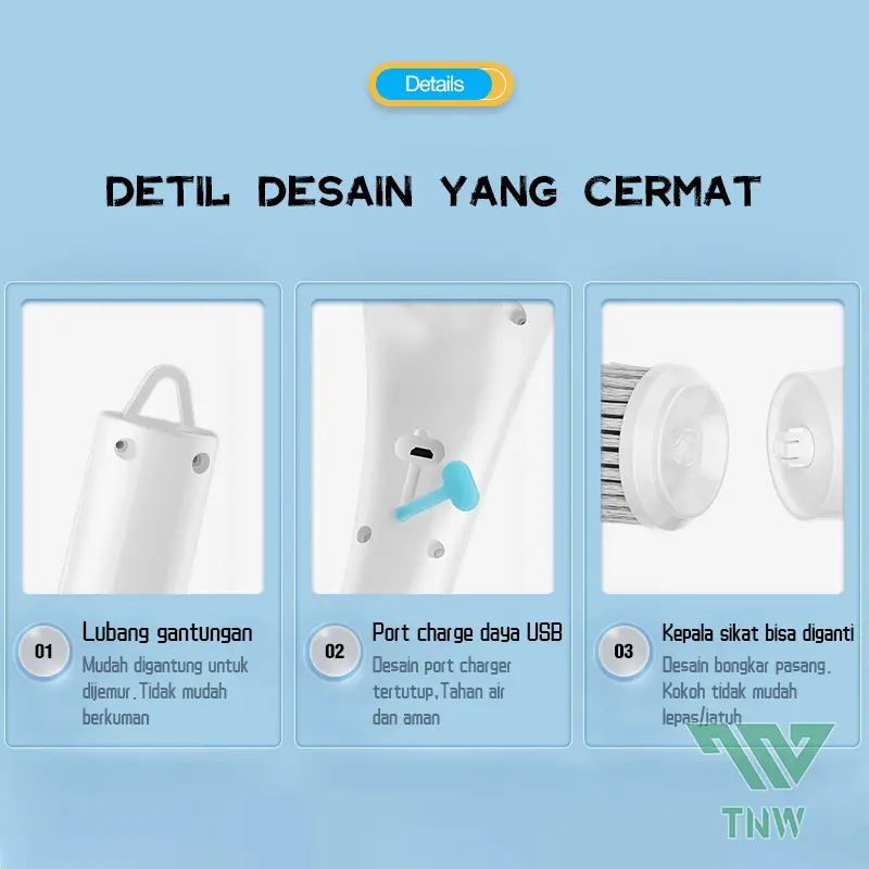 TNW KC5 5 in 1 Electric Cleaning Brush Sikat Pembersih Listrik Wireless Handheld Cleaner Rechargeable Spin Scrubber Waterproof Washer 3