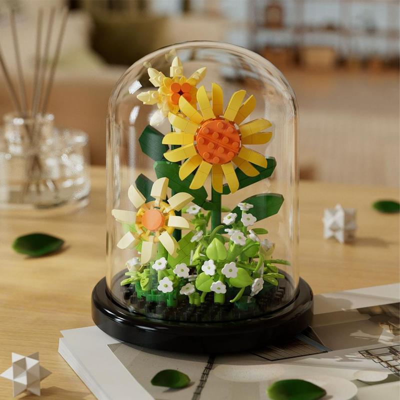 Product Introduction of 1 Set Plastic Building Blocks Flower Box Immortal Flowers Blocks Assembly Simulated Compatible F1N6 26