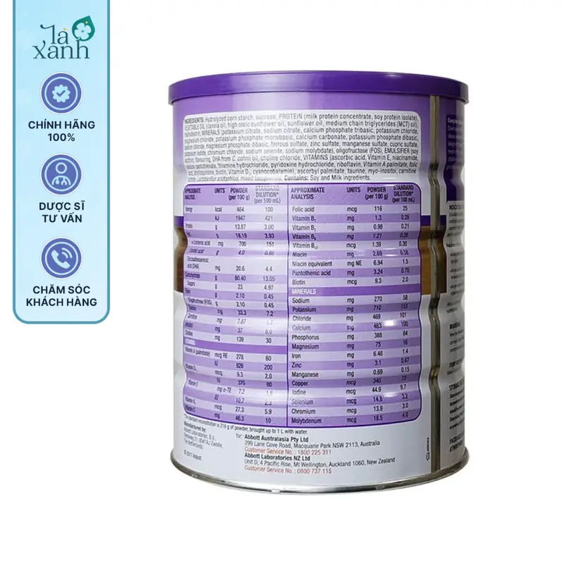 Sữa bột PediaSure 850g vị vani ít ngọt sữa  cong thuc 1
