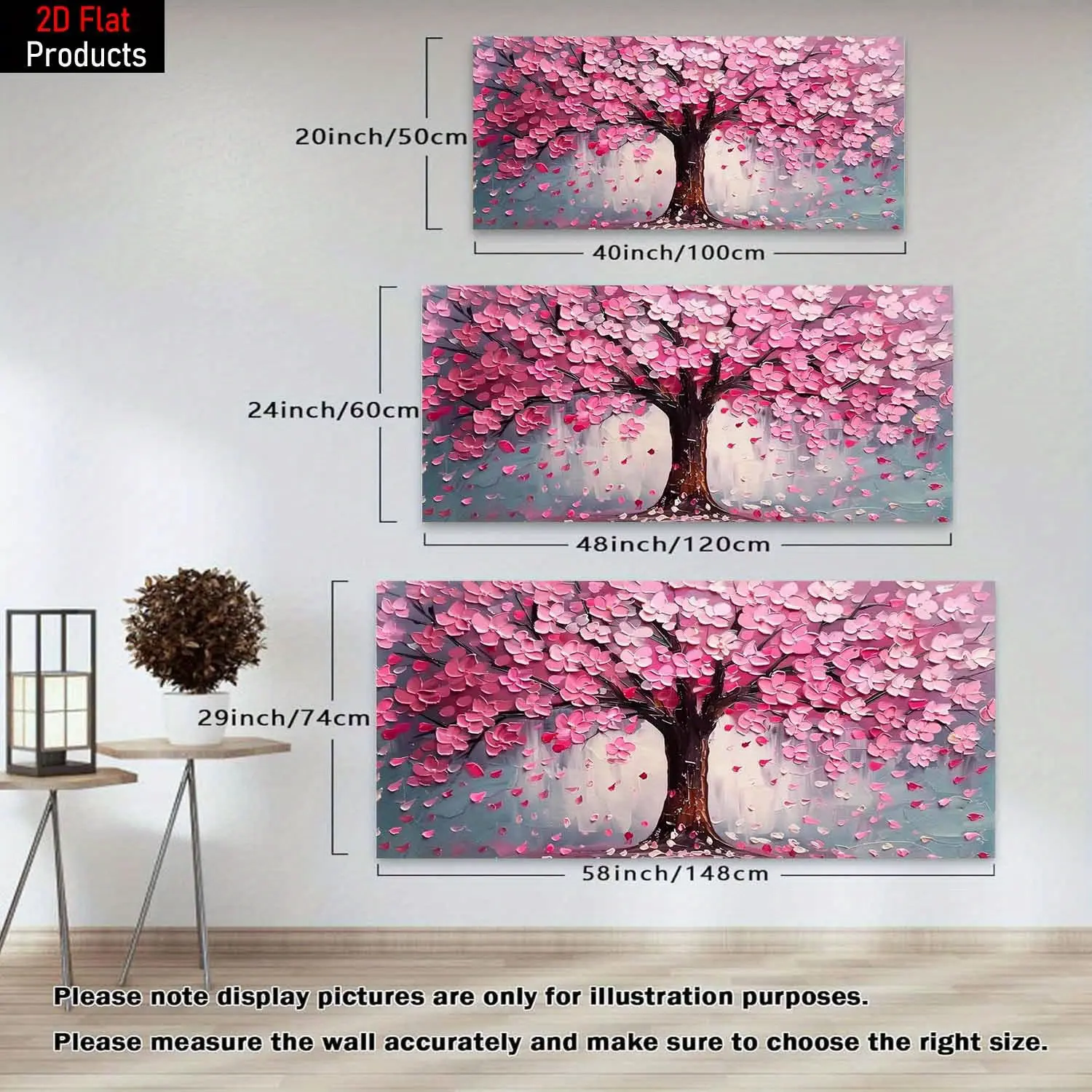 1 Piece Large Framed Canvas Wall Art - Japanese Cherry Blossom