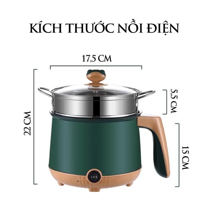 Nồi Lẩu Điện Nấu Mì Mini 2 Tầng Kèm Giá Hấp Đa Năng Nướng, Luộc, Chiên Chống Dính Vấn Đá Tiện Lợi  Nấu Ăn 4